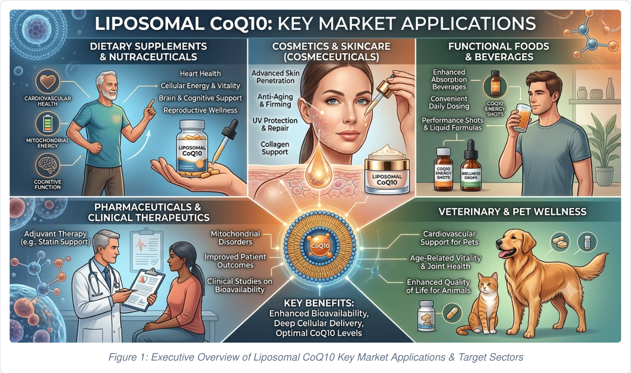Executive overview of liposomal CoQ10 20% key market applications